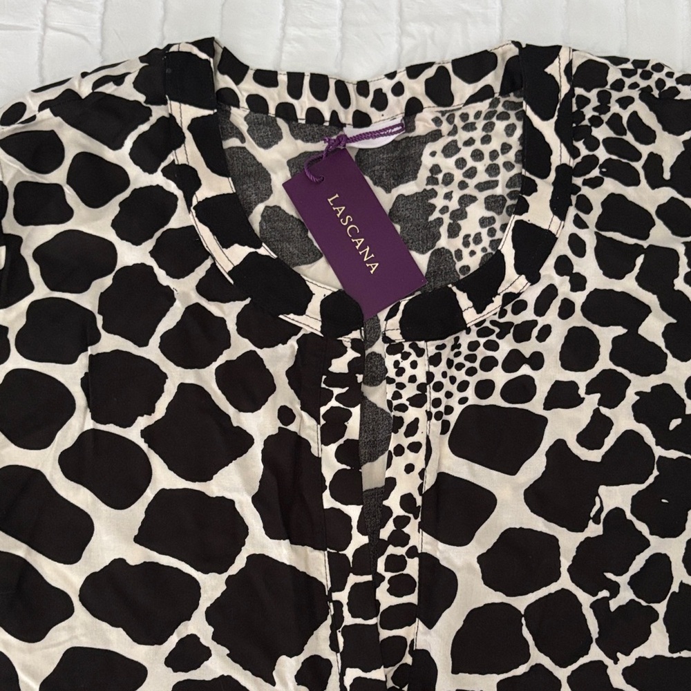 Lascana Chic Black and White Animal Print Mini Dress Cover Up